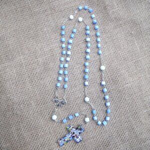 Handmade Murano Glass Cross Rosary Cats Eye Beads